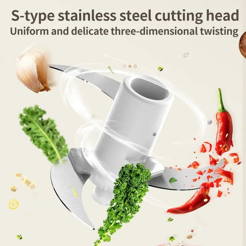 Mini Wireless Electric Garlic Press & Dual-Purpose 350ml Kitchen Food Shredder – USB Charging Meat Grinder for Effortless Culinary Excellence